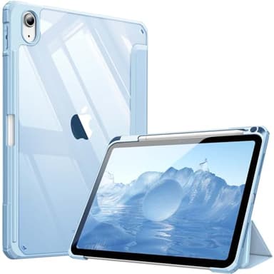 Fintie Hybrid Slim Case for iPad (A16) 11th Generation 11 Inch (2025), iPad 10th Generation 10.9 Inch (2022) - Shockproof Cover with Clear Transparent Back Shell & Pencil Holder, Sky Blue