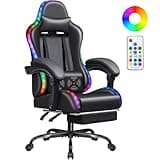 Homall Gaming Chair, Video Game Chair with Footrest and Massage Lumbar Support, Ergonomic Computer Chair Height Adjustable with Swivel Seat and Headrest (RGB Dark Black)