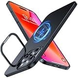 TORRAS Magnetic Slim Fit for iPhone 15 Pro Case with Stand, Compatible with MagSafe, Built-in Stash Stand, Ultra Thin 15 Pro Case, Lightweight Anti-Scratch Matte Hard Phone Case 6.1 inch, Black