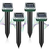 Mole Repellent Solar Powered for Lawns 4 Pack Gopher Repellent Ultrasonic Vole Repeller Chipmunk Deterrent Waterproof Groundhog Repeller Sonic Spikes Snake Get Rid of Moles in Your Yard
