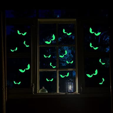 EIDIND Halloween Glow in The Dark Eye Wall Decals, 36 Pairs Glowing Eyes Stickers Peeping Eyes Luminous Sticker, Spooky Halloween Party Decorations for Windows Walls Ceilings Doors