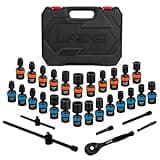 LLNDEI 1/4-Inch Drive Swivel Socket Set, 33 Pieces Standard SAE(5/32 to 9/16") Metric Size(4-15mm) CR-MO Wobble Sockets, 6 Point with Ratchet Wrench Handle, Extension Bars and Adapter