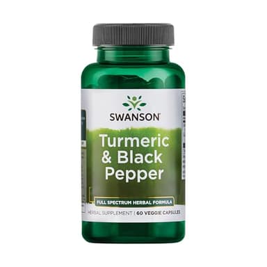 Swanson Organic Turmeric & Black Pepper Joint Health Supplement for Active Adults Seeking Anti-Inflammatory Support with Enhanced Bioavailability (60 Vegan Capsules)
