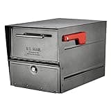 Architectural Mailboxes Oasis Eclipse Galvanized Steel, Locking Post Mount Mailbox, Compatibility Code G, 6400P-R-10, Pewter, Large Capacity