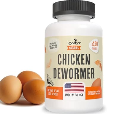 Roosty's Naturals De-Wormer for Chickens | 120 Count | All-Natural Formula | US-Made Chicken Wormer, Poultry De-Wormer |