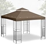 Mindsoft 10'x12' Gazebo Cover Canopy Replacement Top Double Tiered Outdoor Canopy Cover Waterproof Grill Patio BBQ Gazebo Roof for Garden Shelter Durable Roof(Coffee)