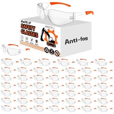 Salfboy Anti Fog Wraparound Safety Glasses Bulk, ANSI Z87.1 Certified for Construction, Yard Work, Laboratories