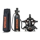 SMACO Mini Scuba Tank with Full Face Diving Mask,S400 Pro 1L Portable Mini Diving Tank Reusable Pony Bottle up to 20 Minutes Dive Time Diving Cylinder for Underwater Exploration Rescue