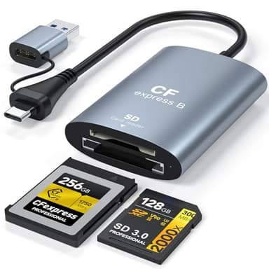 CFexpress Type B & SD Card Reader, USB-C 3.2 Gen 2 10Gbps – Aluminum Alloy Dual-Slot High-Speed Memory Card Reader for CFexpress & SD (UHS-II/UHS-I) Cards