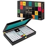 Spin Master Games Legacy Deluxe Mah Jong Classic Game with Two-Toned Tiles and Lined Wood Storage Case, Family Game for 4 Players Ages 8 and up
