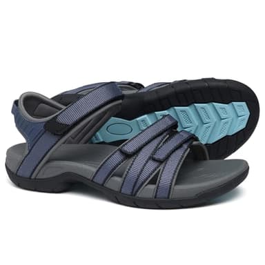 shevalues Hiking Sandals for Women Comfortable Outdoor Walking Sport Sandal with Adjustable Straps and Arch Support, Navy 38
