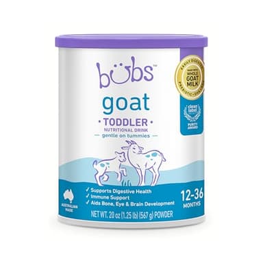 Bubs Goat Toddler Nutritional Drink, Non-GMO Whole Goat Milk-Based Gentle Formula, for Kids 12-36 Months, 20 oz