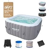 #WEJOY Portable Hot Tub 61X61X26 Inch Air Jet Spa 2-4 Person Inflatable Square Outdoor Heated Hot Tub Spa with 120 Bubble Jets