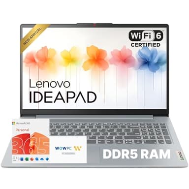 Lenovo IdeaPad Slim 3i 15.6" FHD Laptop • Microsoft Office 365 • 1.1TB Storage • LPDDR5 • Intel 4 Cores • 128GB SSD and 1TB Cloud • WiFi 6 • Military-Grade • Windows 11 no Mouse • Essential Laptop