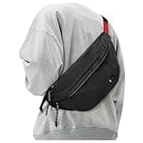 Fashion Large Crossbody Fanny Pack for Men Women,Waterproof Waist Bag fanny Packs belt bag sling bag with 5-Zipper Pockets,Carrying 7.9"phone,Black-Large