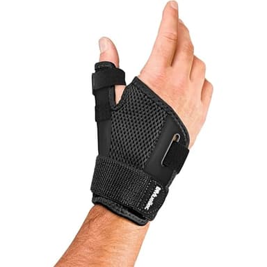 MUELLER Sports Medicine Adjust-to-Fit Thumb Brace, Spica Splint, Thumb Pain Relief Stabilizer for Men and Women, Ideal for De Quervain's Tenosynovitis, Arthritis, Sprains, Fits Right or Left, Black, One Size