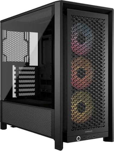 CORSAIR 4000D RS ARGB Frame Modular Mid-Tower ATX PC Case, High Airflow, 3X Pre-Installed RS Fans, InfiniRail™ Mounting System, ASUS BTF, MSI Zero, Gigabyte Stealth, Black