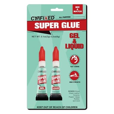 Super Glue Liquid&Gel, Instant Adhesive, Multipack Cyanoacrylate Strong Clear Glue for Shoe Sole Repair Ceramic Plastic Metal Wood Pottery Leather Aquarium Glass, Rubber, Strong Bonding