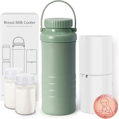 Portable Breast Milk Cooler Bottle - 22oz Capacity Breastmilk Chiller for Travel Mom, 360° Cooling Keeps Milk Fresh for 24 Hours, Breastfeeding Essentials with 2pcs Bottle for Breastmilk Storage