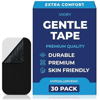 VIORY Gentle Tape (30 Pack) - Pain Free Removal, Hypoallergenic, Latex Free & Gentle On Skin - Packaging May Vary - Skin Friendly Adhesive Cotton Tape