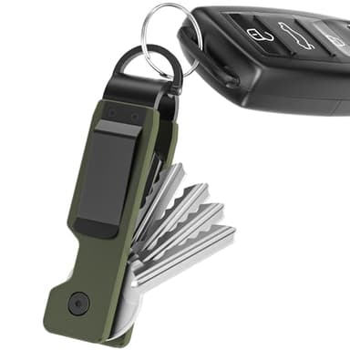 TUXON Key Organizer For Men - Compact Metal Key Holder | Minimalist Innovative Keyholder | Smart Keychain Secures 1-5 Keys (GREEN)