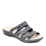 Clarks womens Leisa Cacti Slide Sandal, Black Leather, 8 US