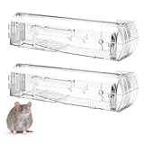 Humane Mouse Trap Indoor for Home-12.6 inches Enlarged Chipmunk Traps Live Mouse Trap Reusable Live Rat Traps Humane Rat Trap That Work 2PCS