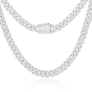 Ucciyo VVSI Moissanite Cuban Chain 925 Sterling Silver 5.3-7 Cttw Miami Cuban Link Necklace Iced Out Chain 6MM 18 Inch Moissanite Chain For Men Women