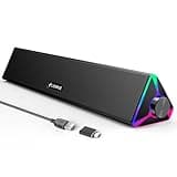 LENRUE Computer Speakers for Desktop,PC Speakers with Single USB for Power and Stereo Sound,Touch Lights Gaming Speakers Sound bar for Desktop PC Monitor Laptop(USB-C Adapter Included)