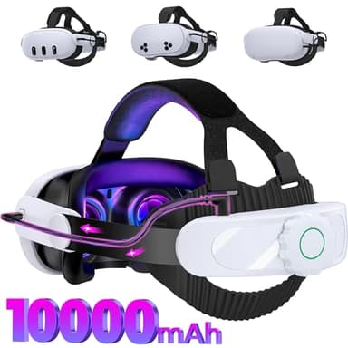 Battery Head Strap Compatible with Oculus Meta Quest 3S/3/2,10000mAh Battery VR Headset Strap Enhanced Support and Comfort, Adjustable Elite Strap Replacement- MV1001