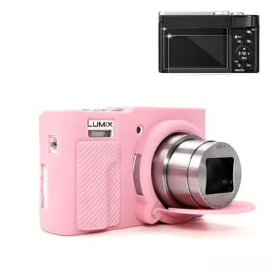 Frevyve Case for Panasonic LUMIX TZ/ZS99 Point and Shoot Camera Accessories, Soft Silicone Protective Case Sleeve, Anti-Scratch with Screen Protector for Lumix ZS99 TZ99 Cover (Pink)