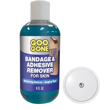 Goo Gone Skin Adhesive Remover - Safe and Pain Free Removal for Sticky Residue from Continuous Glucose Monitors, KT Tape, Medical Tape, Heart Rate Monitors, Insulin Pumps, 8 oz.