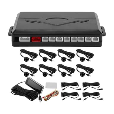 Motoforti Auto Vehicle Reverse Backup Radar System Reverse Parking Sensors Sound Warning Alarm Buzzer Reminder Distance Detection Black 8 Parking Sensors