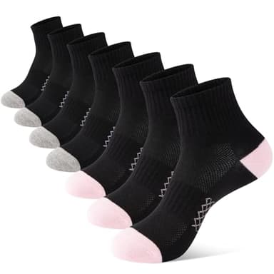 Heatuff 7 Pairs Ankle Quarter Socks for Women Thin Cotton Casual Athletic Gym Mini Crew Socks