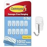 Command Small Clear Wire Toggle Hooks, 10 Hooks and 12 Command Strips, Damage Free Hanging Wall Hooks with Adhesive Strips, Adhesive Hooks for Hanging, Organization and Storage, Holds up to 0.5 lb