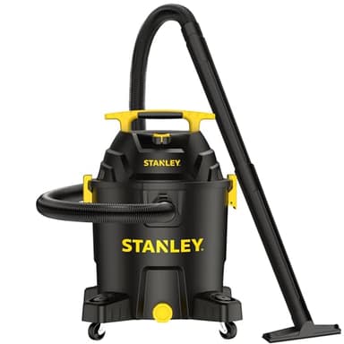 STANLEY 10 Gallon Wet Dry Vacuum, 6 Peak HP Poly Built-in Drain Shop Vac Blower with Powerful Suction, Multifunctional Shop Vacuum W/ 6 Horsepower Motor for Job Site, Garage, Basement, Van, Workshop