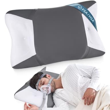 Joynox CPAP Pillow for Side Sleeping, HSA/FSA Sleep Apnea Pillow for All CPAP Masks Users to Reduce Air Leaks, Masks Pressure, Memory Foam with Cooling & Breathable Pillowcase for Side Back Sleeper