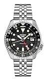 SEIKO SSK001 Automatic Watch for Men - 5 -Sports - Black Dial with Date Calendar and Luminous Hands & Markers and Black & Gray GMT Bezel, 100m Water-Resistant