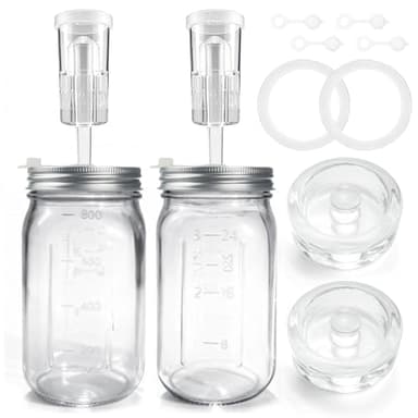 32 oz Mason Jar Fermentation Kit, 2 Pack Fermentation Jars, Fermentation Lids, Fermenting Weights and Airlocks, Complete Fermenting Kit for Making and Storing Sauerkraut（Pack of 2）