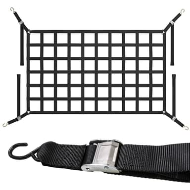 US Cargo Control Cargo Net for Pickup Truck Bed 6.8 FT x 4.2 FT, Adjustable Truck Cargo Net with S-Hooks & Cam Buckles, Fits Long Pickup Beds - Can Also Use in Trailers, Garages, Sheds