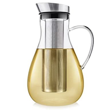 Teabloom Large Multi-Brew Glass Teapot + Kettle + Pitcher (68 OZ / 2.0 L / 8 CUPS) – Brew and Serve Hot Tea, Iced Tea, Cold Brew Tea and Fruit Infused Water – Silhouette Tea Maker
