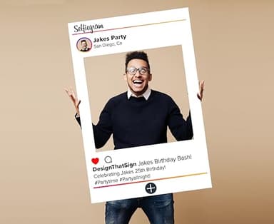 DesignThatSign Photo Frame Cutout, Great for Birthday, Graduation, Bridal Shower Events, Social Media Template, Customize with Your info 2 Sizes to Choose