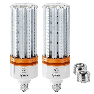 RIUVAO 1000W Equivalent LED Corn Light Bulbs, 2 Pack 100W Led Corn Bulb 5000K Daylight White E26 E39 for Large Area Lighting, Warehouse，High Bay Lighting Wide Application