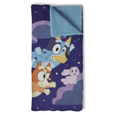 NORTHWEST Bluey Silk Touch Sherpa Slumber Bag - Bluey Sleeping Bag with Zipper for Boys and Girls - Great Sleepover Set - 27 x 56 inches