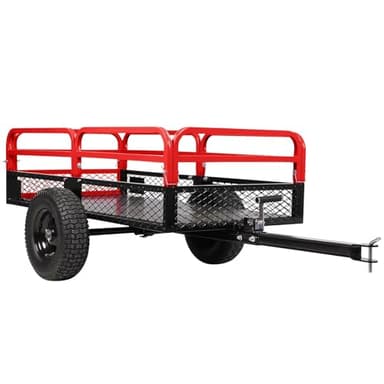 Heavy Duty Steel Dump Cart, 1500 Lbs Utility Garden Trailer, ATV Dump Trailer with Removable Sides, 15 Cubic Feet HD Agricultural Trailers for Tractor Lawn Mower Garden