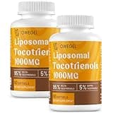 Vitamin E Tocotrienols Supplements 1000mg - High Potency Liposomal Tocotrienol Capsules,95% Delta & 5% Gamma Tocotrienols Support Skin,Bone,Antioxidant,120 Softgels