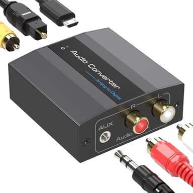 XPTSFDU Analog to Digital Audio Converter RCA to Optical Converter RCA/3.5MM to Toslink and Coaxial Adapter for PS5 PS4 DVD Soundbar