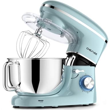 CHeflee Stand Mixer,660W 6+P With 6.5QT Stainless Steel Bowl,Dough Hook, Wire Whip & Beater,for Most Home Cooks,Blue