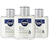 NIVEA MEN Sensitive Soothing Post Shave Balm with Vitamin E, Pro-Vitamin B5 and Chamomile Extract, Alcohol Free After Shave Balm for Men, 3 Pack of 3.3 Fl Oz Bottles