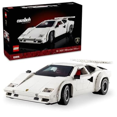 LEGO Icons Lamborghini Countach 5000 Quattrovalvole Model Car Kit - Collectible Building Set for Adults, Ages 18+ - Detailed Lamborghini Car Kit with Scissor Doors, V12 Engine, and More - 10337